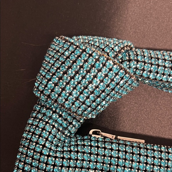 Madison West | Turquoise Rhinestone Embellished Hobo Bag - Picture 3 of 8